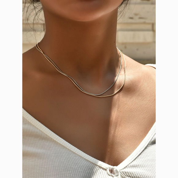 Anthropologie Jewelry - 3/$30 Dainty Gold Silver Layered 2 Necklace Set